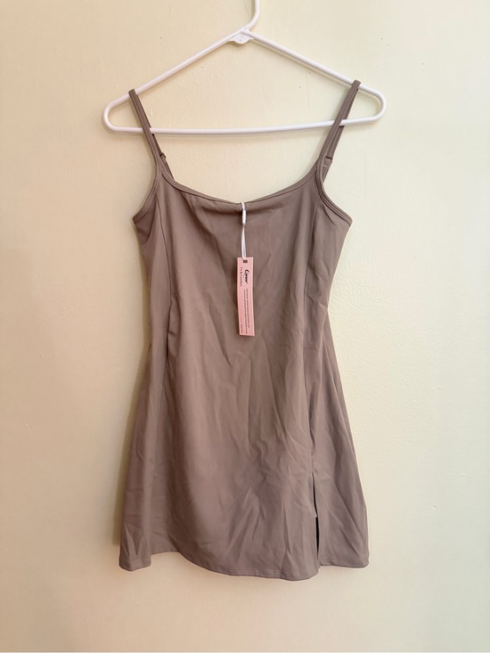 Qinsen Dresses & Skirts - Taupe Athletic Dress with Spaghetti Straps - NWT